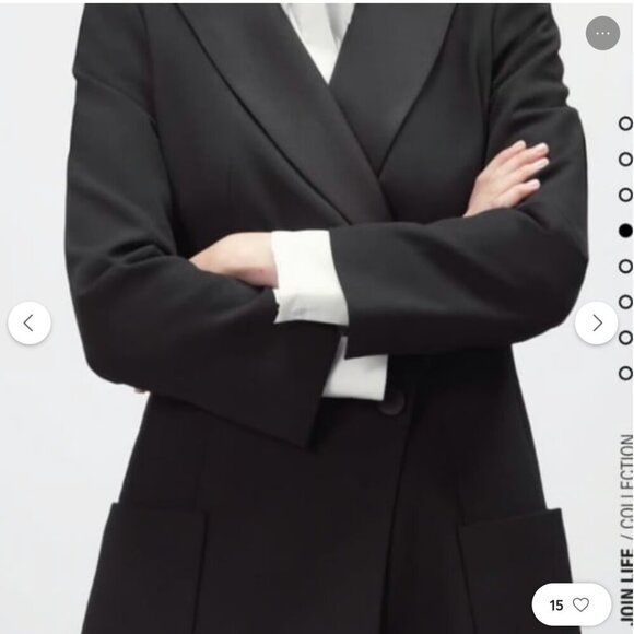 ZARA BLACK COLLARED DOUBLE-BREASTED BLAZER JACKET DRESS WITH POCKETS SIZE M NWT - Picture 3 of 10